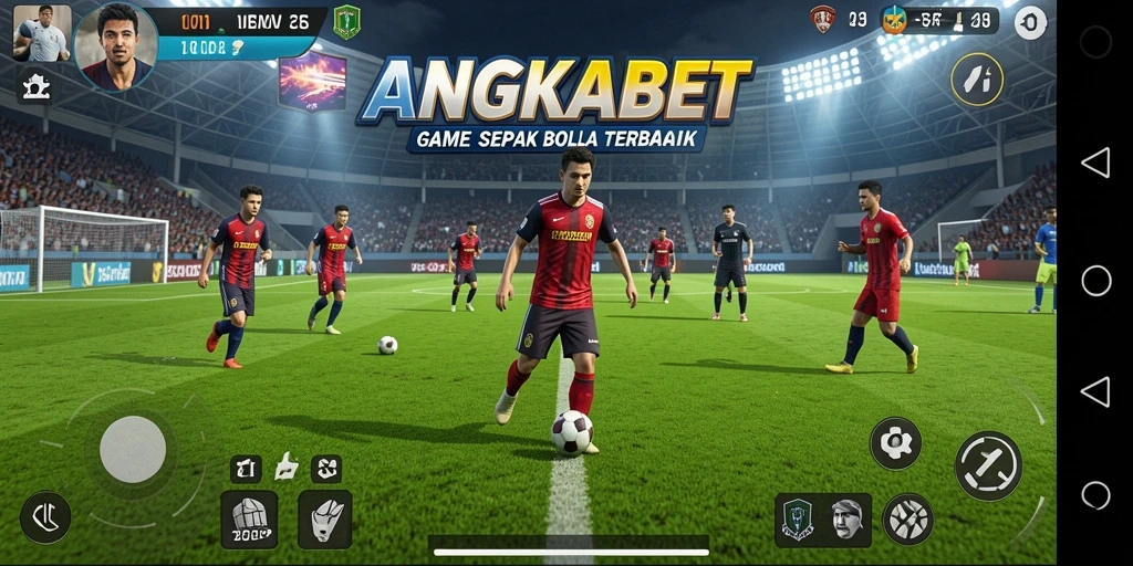 Tampilan gameplay seru di ANGKABET dengan aksi sepak bola yang mendebarkan.