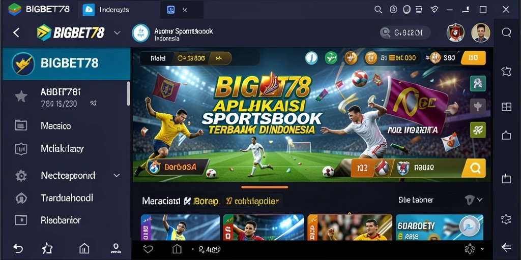 Tampilan antarmuka pengguna aplikasi Sportsbook BIGBET78.