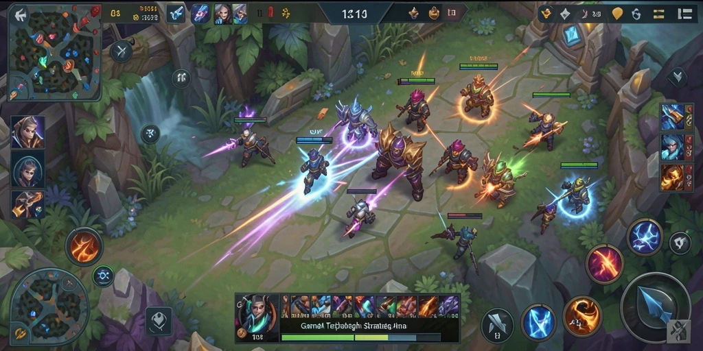Tampilan gameplay epik di BINTANGMPO menunjukkan pertempuran seru antar tim.