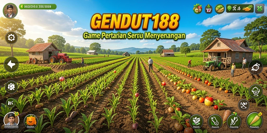 Tampilan gameplay GENDUT188 yang menampilkan aktivitas bertani.