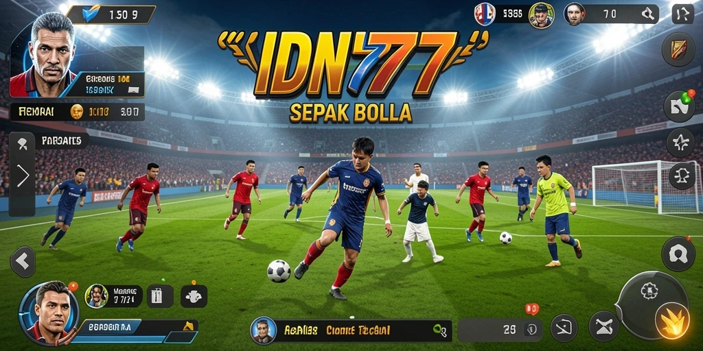 Screenshot gameplay IDN777 menampilkan pertandingan sepak bola yang intens.