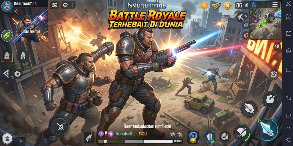 Gameplay MG108 yang menegangkan dalam arena Battle Royale.