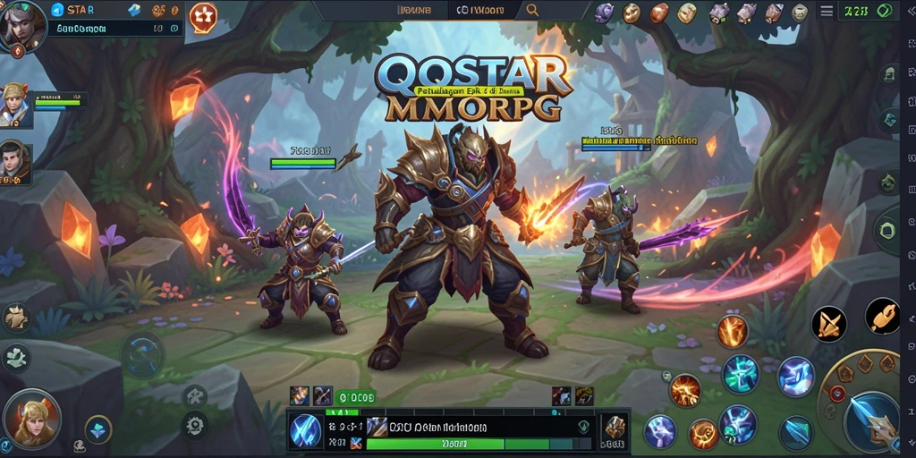 Gameplay QQSTAR menampilkan petualangan MMORPG yang mendebarkan.