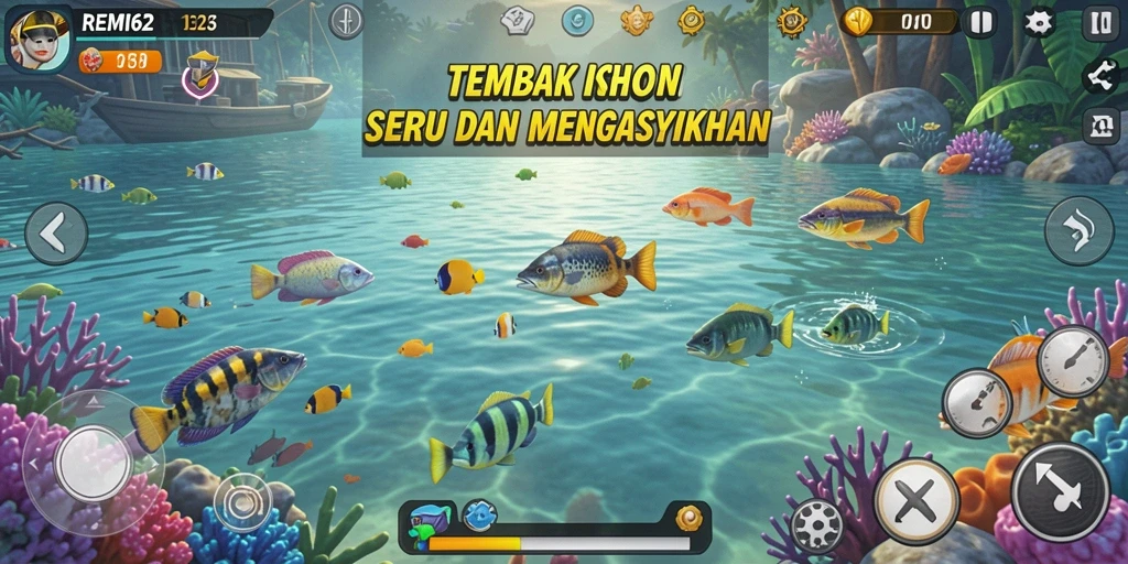 Tampilan utama gameplay Tembak Ikan yang seru di REMI62.