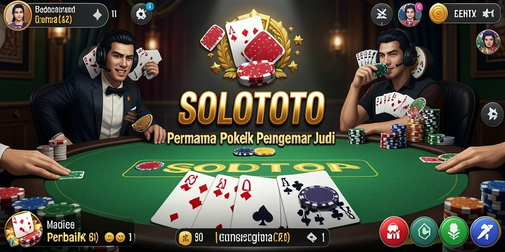 Tampilan gameplay poker yang menegangkan dan seru di SOLOTOTO.